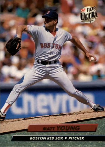 Boston Red Sox pitcher in mid-delivery on 1992 Fleer Ultra baseball card