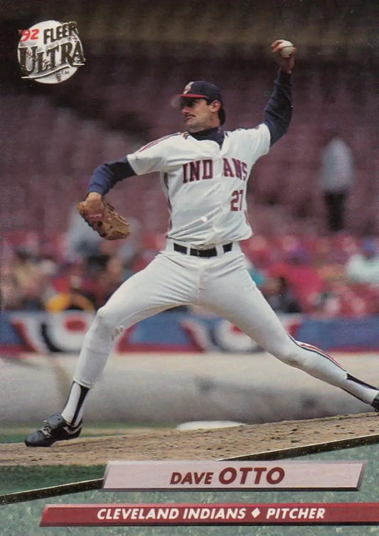 Dave Otto pitching for the Cleveland Indians on a 1992 Fleer Ultra baseball card