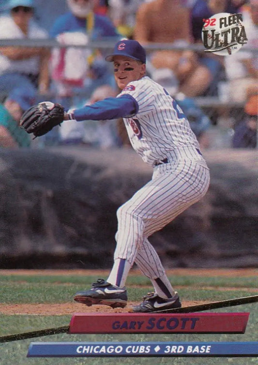 Baseball player Gary Scott in Chicago Cubs pinstripes on 1992 Fleer Ultra baseball card