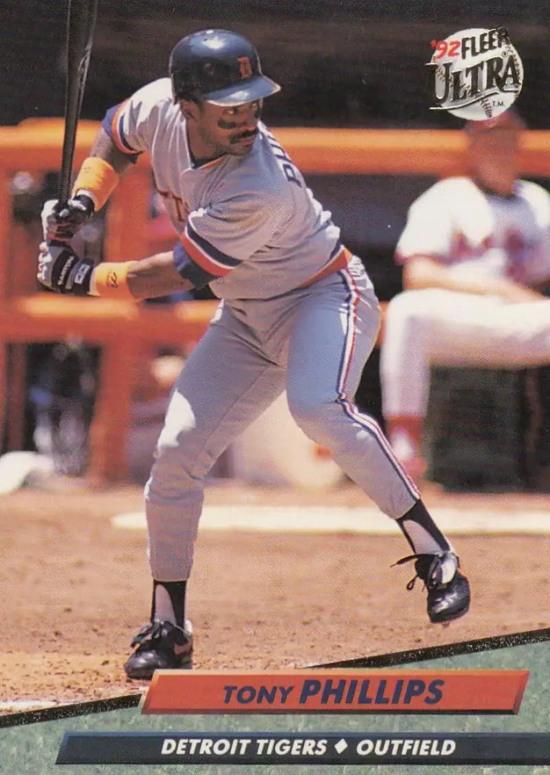 Baseball player in a Detroit Tigers uniform ready to swing bat, Tony Phillips image