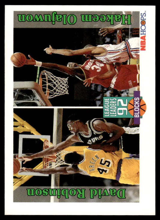 Basketball trading card featuring David Robinson and Hakeem Olajuwon in action