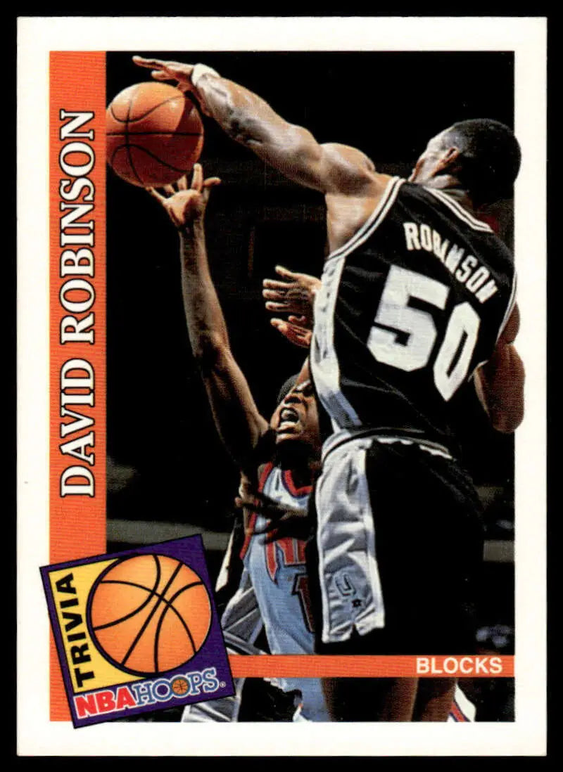 Basketball trading card showing David Robinson blocking a shot for the San Antonio Spurs