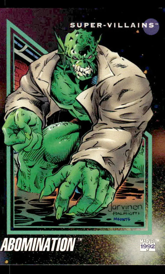 Abomination Marvel Super-Villains trading card from 1992 Impel Marvel Universe series