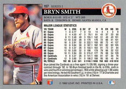 Bryn Smith St. Louis Cardinals baseball card in red and white uniform