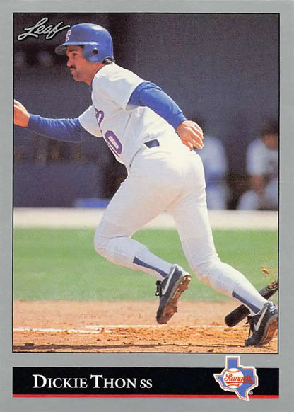 Baseball player in Texas Rangers uniform, featured on Dickie Thon baseball card