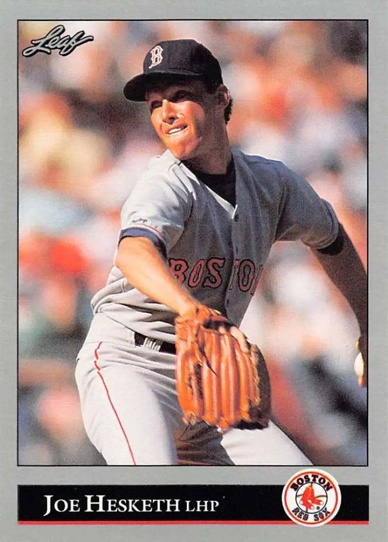 Joe Hesketh pitching in a Boston Red Sox uniform on a baseball card