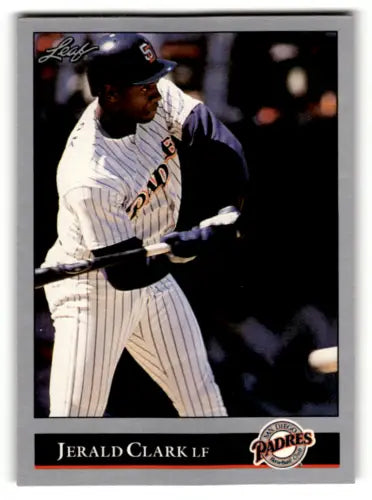 Jerald Clark baseball card 1992 Leaf #55 featuring original gloss Padres Simply Sandoval