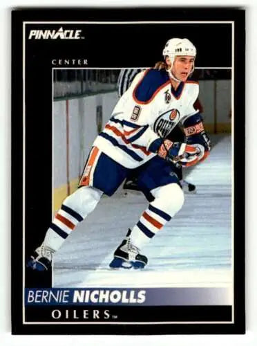 1992 Pinnacle Bernie Nicholls Oilers hockey card with original gloss finish