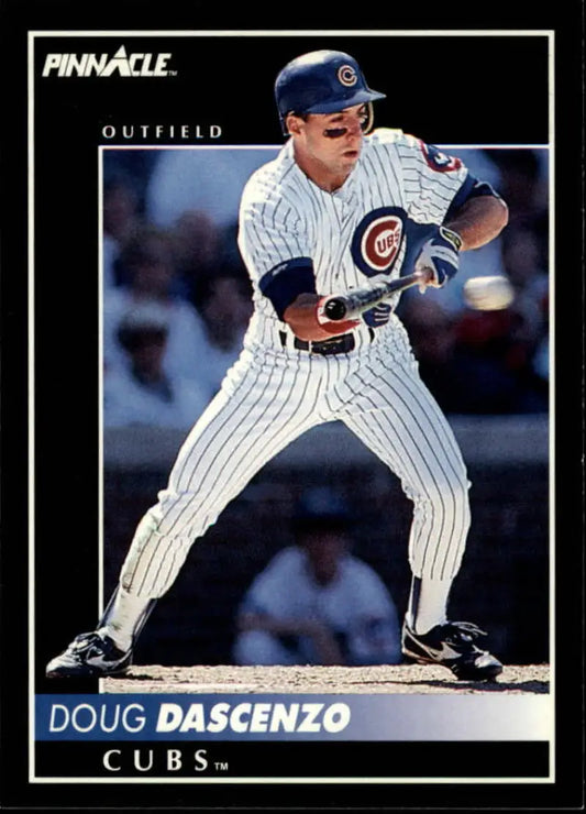 Doug Dascenzo Chicago Cubs baseball card in pinstriped uniform preparing to bat