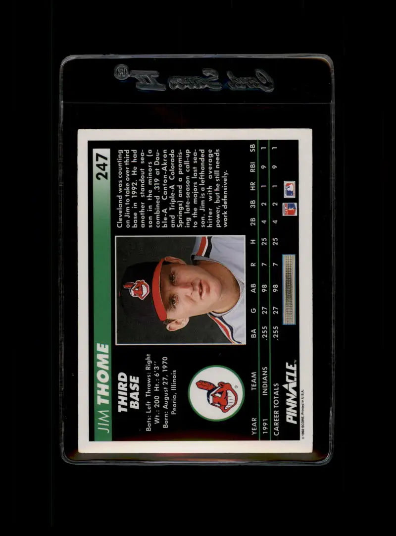 1992 Pinnacle Jim Thome Cleveland Indians Baseball Card in protective case