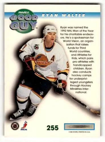 Ryan Walter Canucks hockey card 1992 Pinnacle #255 original gloss condition EX/NM