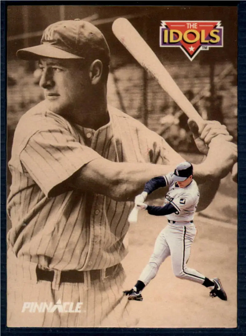 Baseball card featuring vintage and modern images of Robin Ventura and Lou Gehrig for White Sox