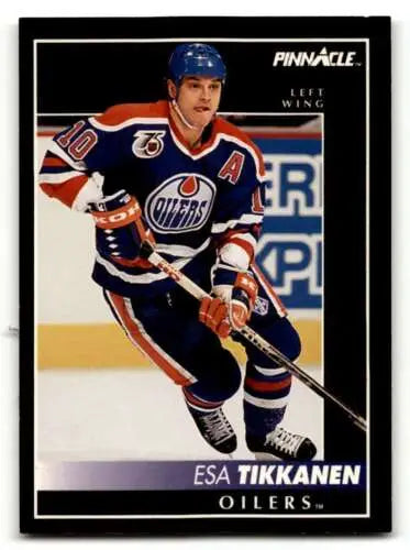 Esa Tikkanen Edmonton Oilers hockey card with original gloss from 1992 Pinnacle series