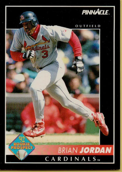 Brian Jordan running on field in St. Louis Cardinals white uniform baseball card