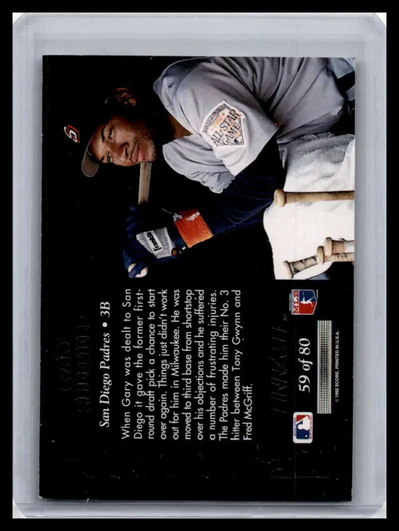 Gary Sheffield in gray uniform on 1992 Pinnacle San Diego Padres Baseball Card