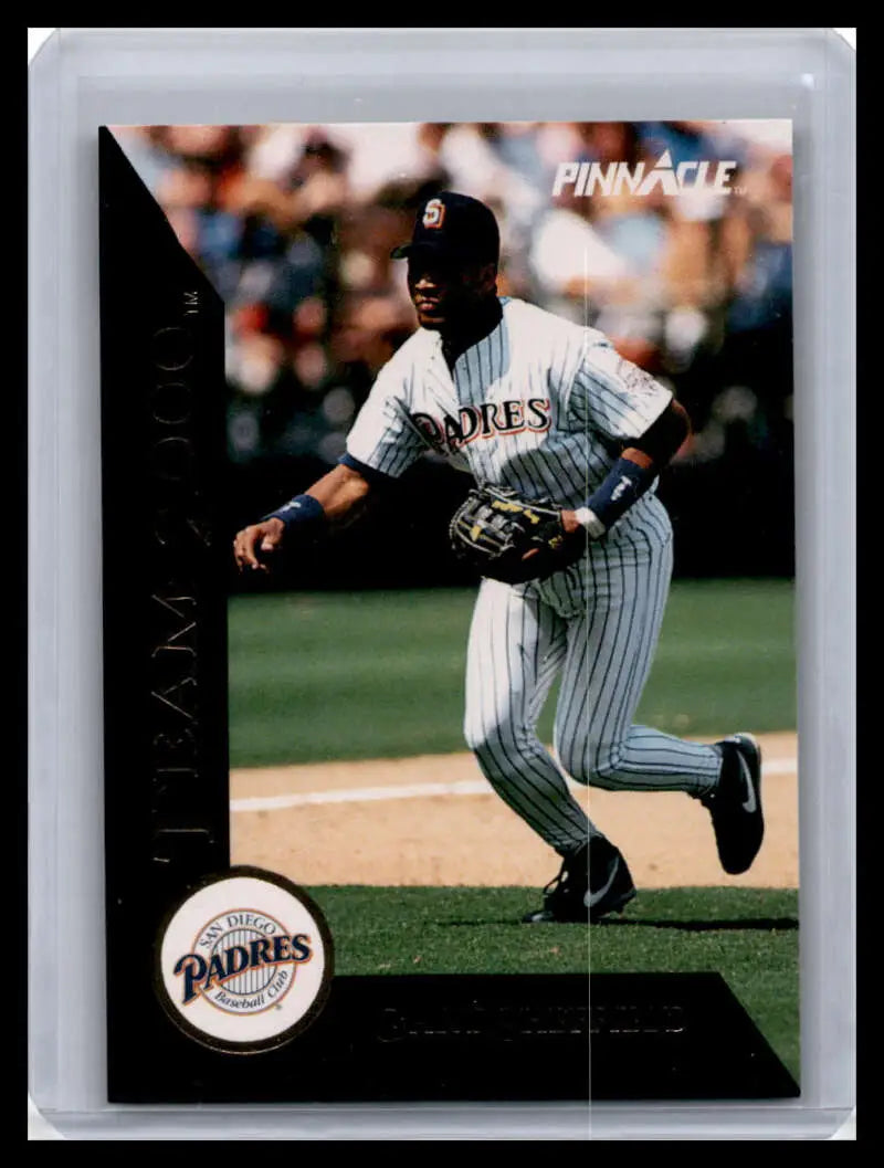 Baseball card of Gary Sheffield running on field in San Diego Padres uniform