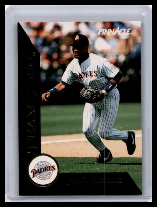 Baseball card of Gary Sheffield running on field in San Diego Padres uniform