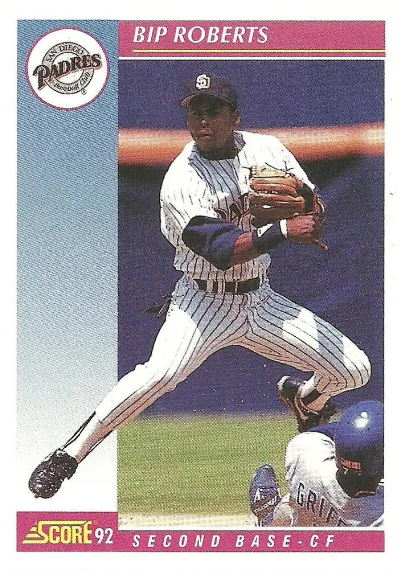 Bip Roberts fielding for the San Diego Padres in 1992 Score baseball card