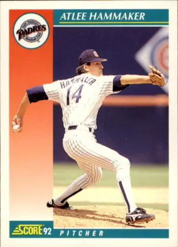 1992 Score #233 Atlee Hammaker baseball card featuring original gloss and Padres jersey