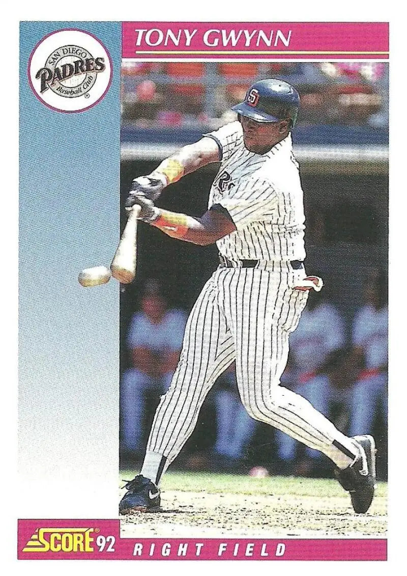 1992 Score #625 Tony Gwynn Baseball Card featuring San Diego Padres player at bat