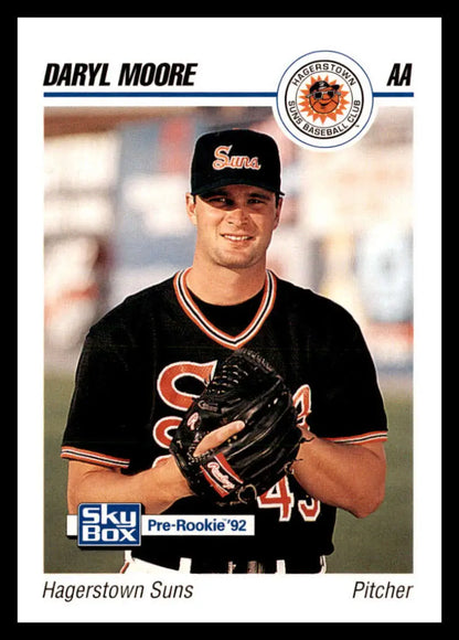 Baseball card of Daryl Moore in black Hagerstown Suns uniform