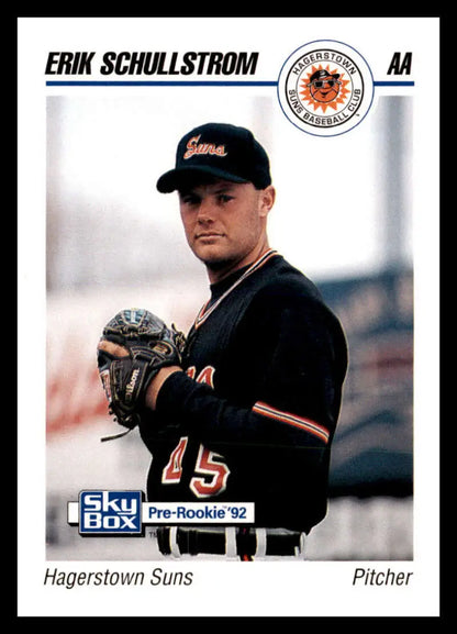 Baseball card of Erik Schullstrom from the Hagerstown Suns minor league team