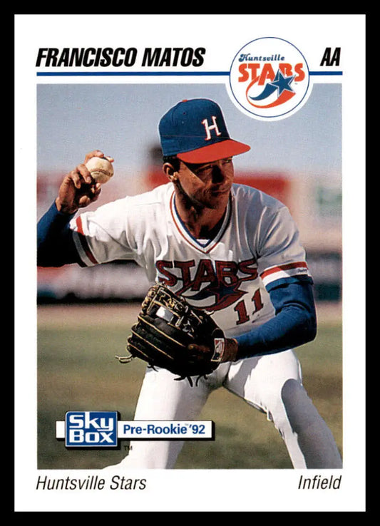 Baseball card of Francisco Matos from the Huntsville Stars in white uniform