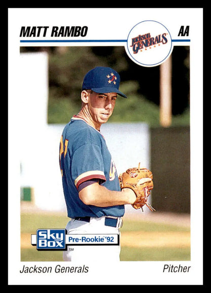 Baseball card of Matt Rambo, pitcher for the Jackson Generals in blue uniform