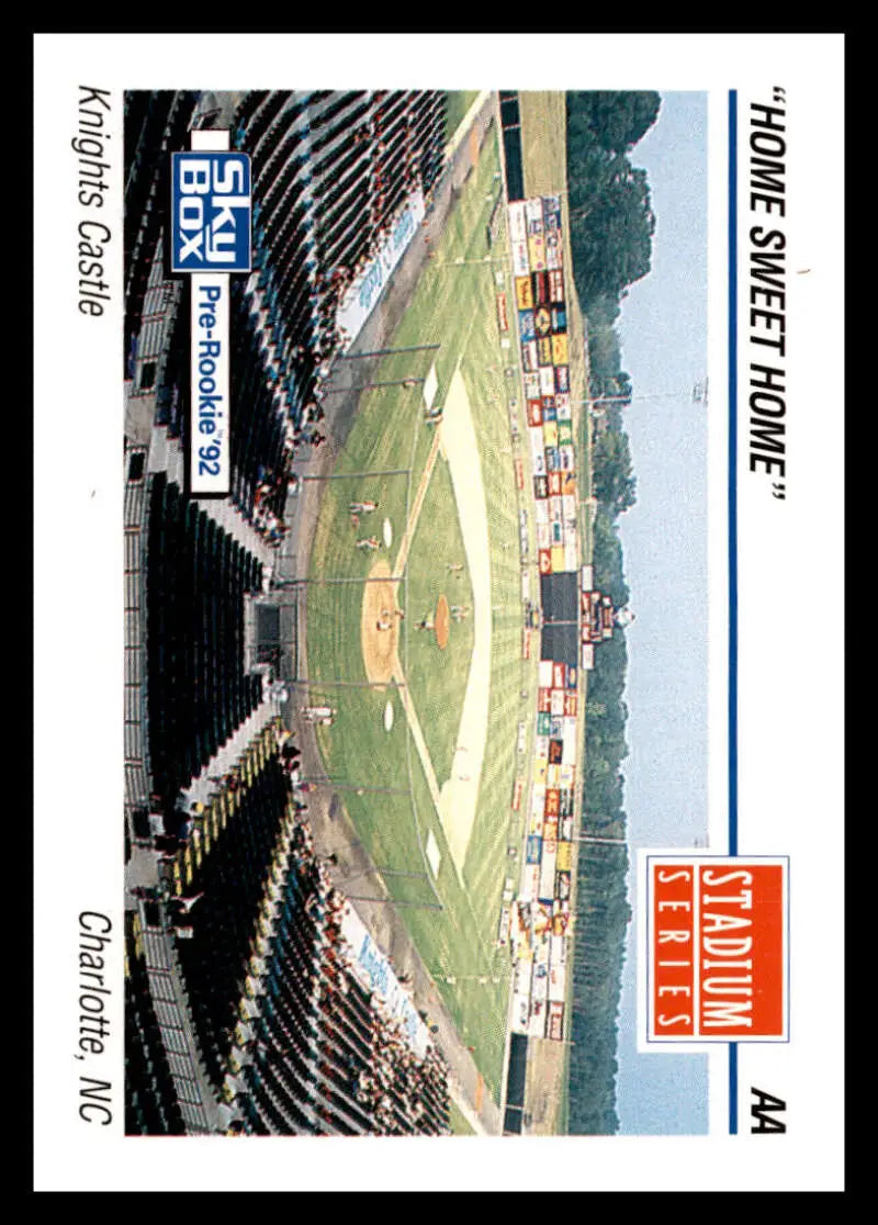 Baseball stadium with diamond-shaped field and seating for Charlotte Knights card collectors