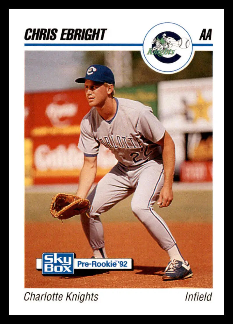 Chris Ebright Charlotte Knights baseball card in gray uniform and blue cap