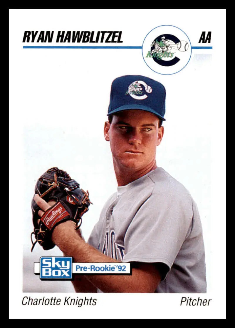 Baseball card of Ryan Hawblitzel in Charlotte Knights uniform, 1992 Skybox AA #73