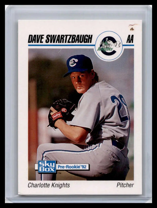 Baseball card of Dave Swartzbaugh in Charlotte Knights white uniform