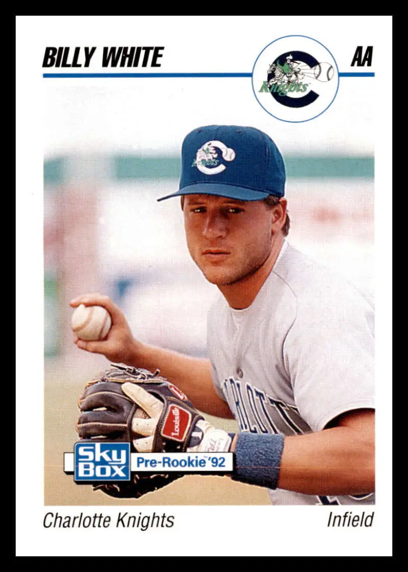 Billy White Charlotte Knights infielder baseball card in white uniform and blue cap