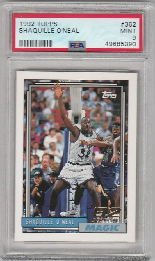 Graded Shaquille O’Neal 1992 Topps Basketball #362 Orlando Magic PSA 9 trading card