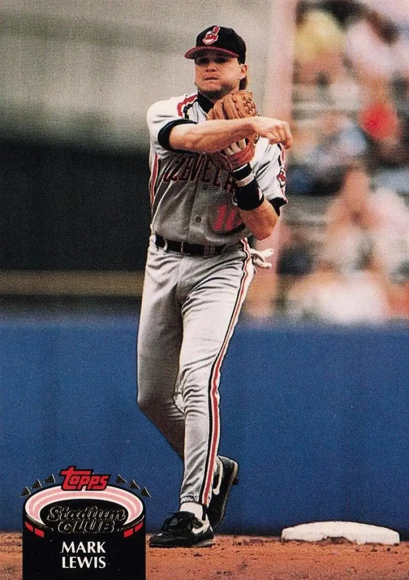 Mark Lewis pitching in Cleveland Indians uniform on 1992 Topps Stadium Club card