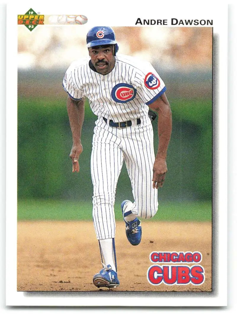 1992 Upper Deck Andre Dawson Chicago Cubs Baseball Card of player in pinstriped uniform