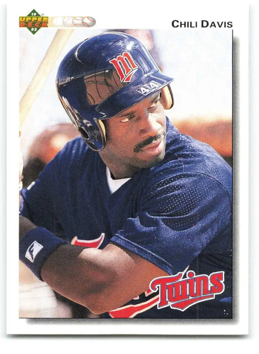 1992 Upper Deck Chili Davis Minnesota Twins baseball card in navy blue uniform