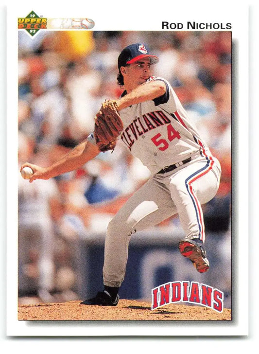 Rod Nichols pitching for Cleveland Indians, 1992 Upper Deck #212 Baseball Card