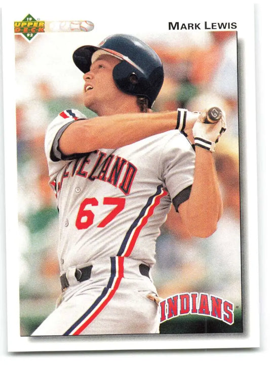 Baseball card of Mark Lewis in white Cleveland Indians uniform, Upper Deck 1992