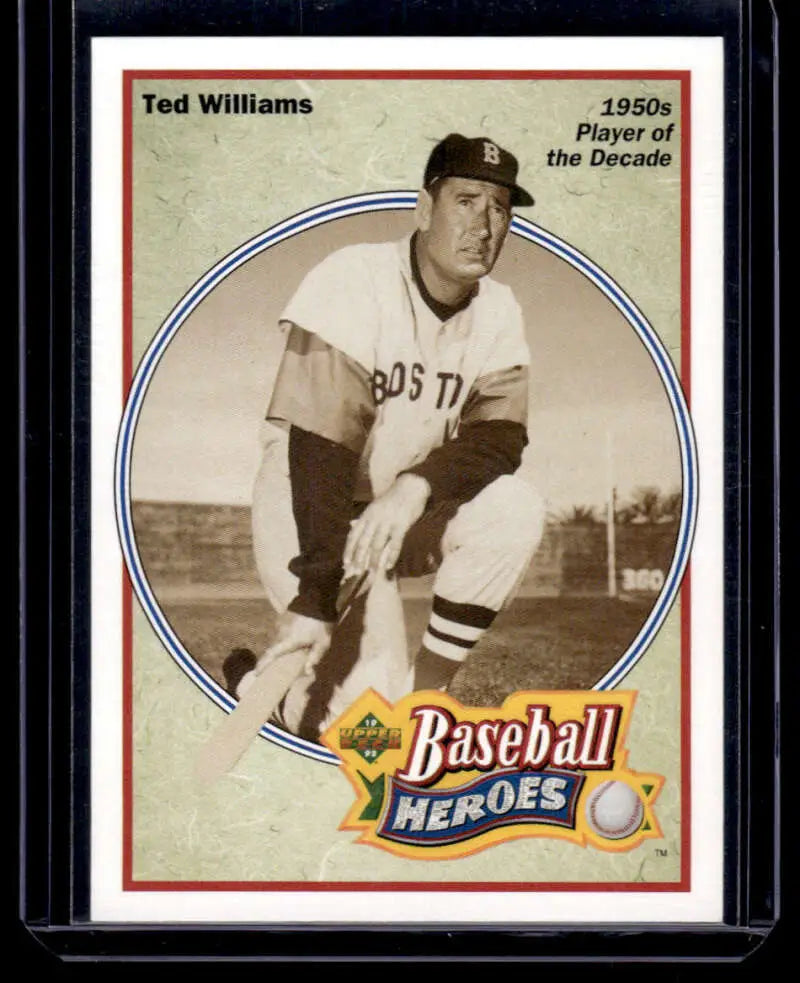 Vintage 1950s Boston Red Sox Ted Williams Baseball Card in batting stance