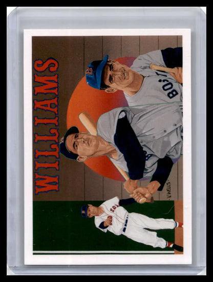 Vintage Baseball Card of Ted Williams with Boston Red Sox Players in Unique Uniforms