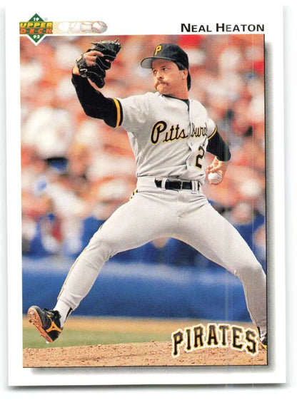 Neal Heaton pitching for the Pittsburgh Pirates in a 1992 Upper Deck baseball card