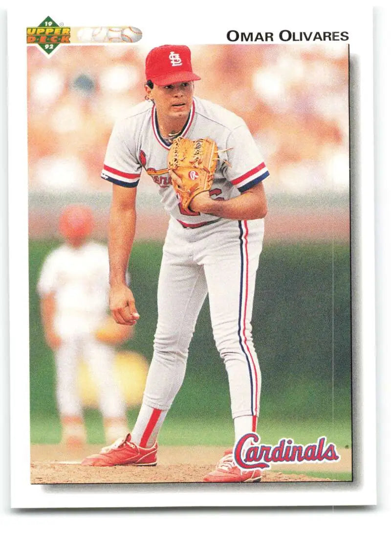 Omar Olivares 1992 Upper Deck baseball card featuring St. Louis Cardinals pitcher