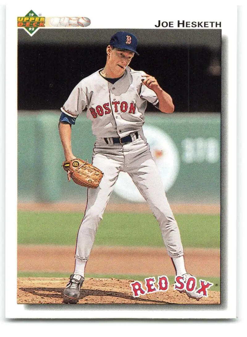 Boston Red Sox pitcher Joe Hesketh in gray uniform on 1992 Upper Deck baseball card