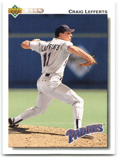 Baseball player Craig Lefferts in San Diego Padres uniform pitching on the mound