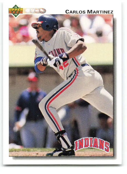 Baseball card of Carlos Martinez in Cleveland Indians uniform batting stance