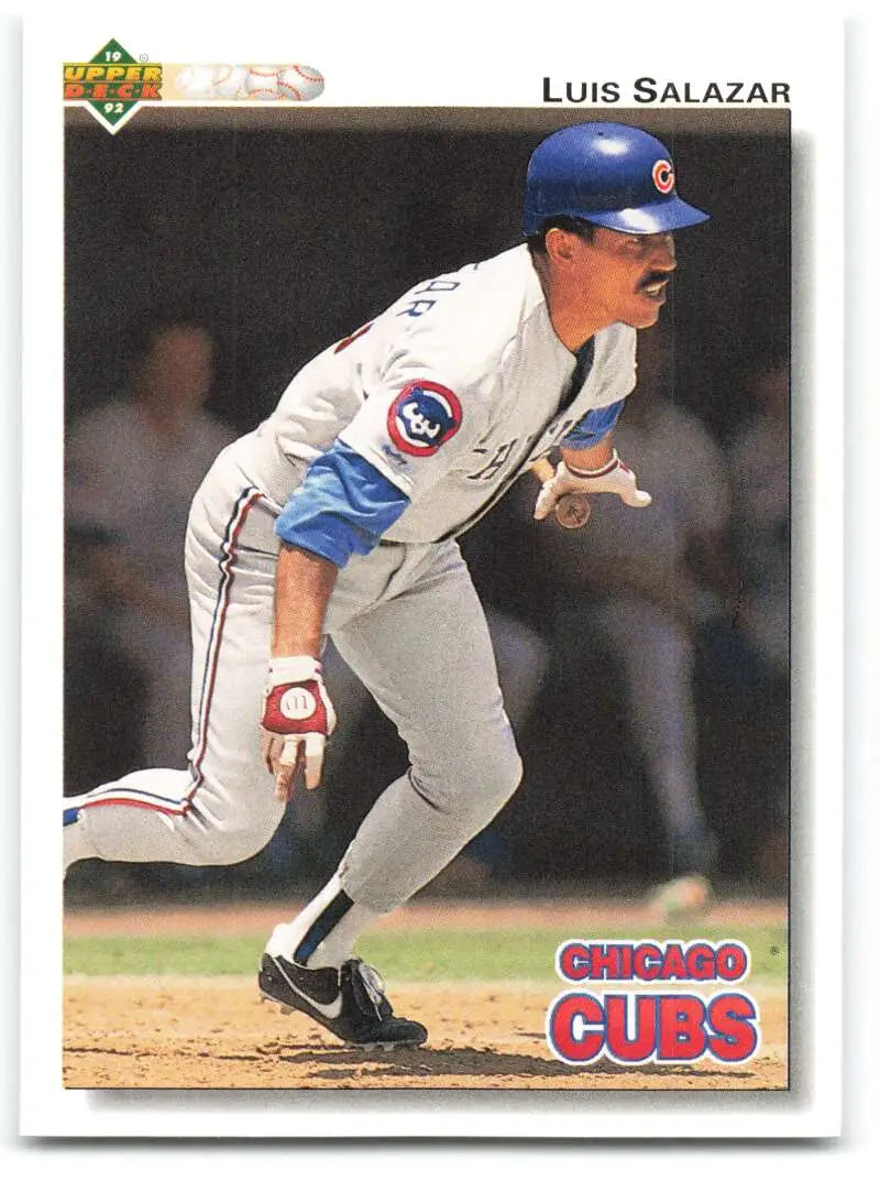 1992 Upper Deck #638 Luis Salazar Chicago Cubs Baseball Card in white home uniform