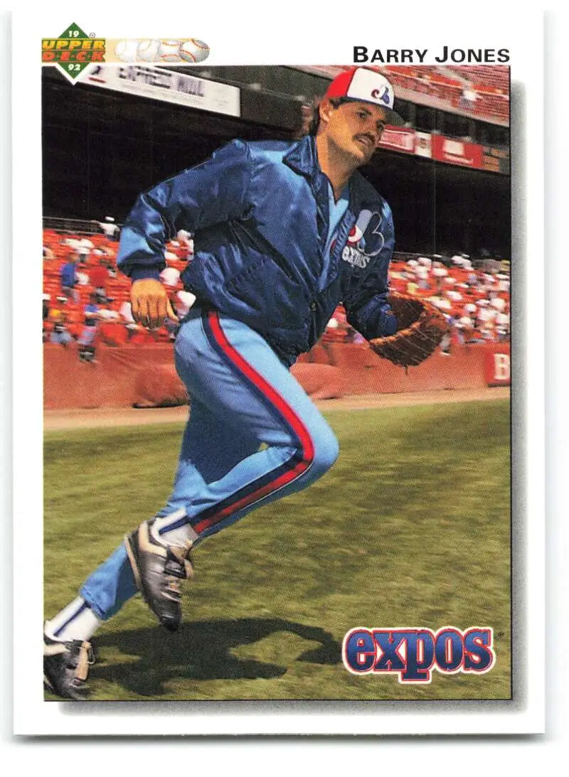 Baseball player Barry Jones in Montreal Expos uniform running the field for Upper Deck