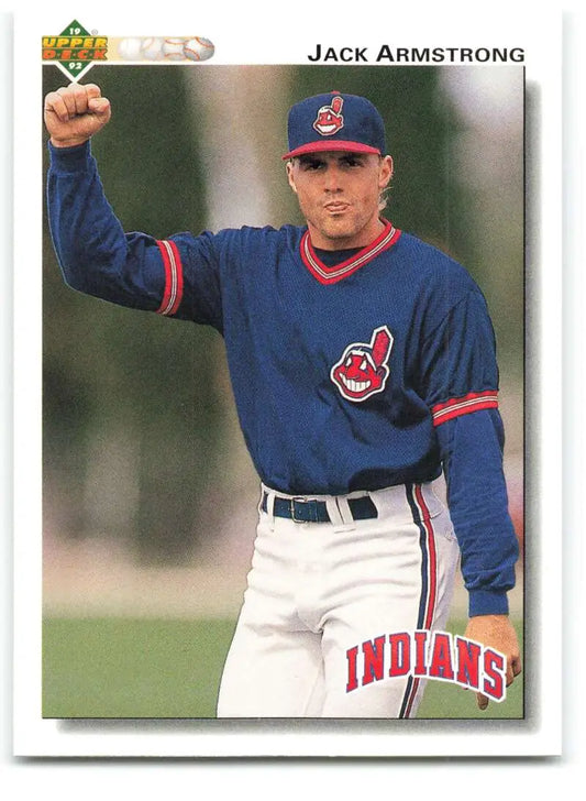 1992 Upper Deck Jack Armstrong Cleveland Indians Baseball Card in blue uniform