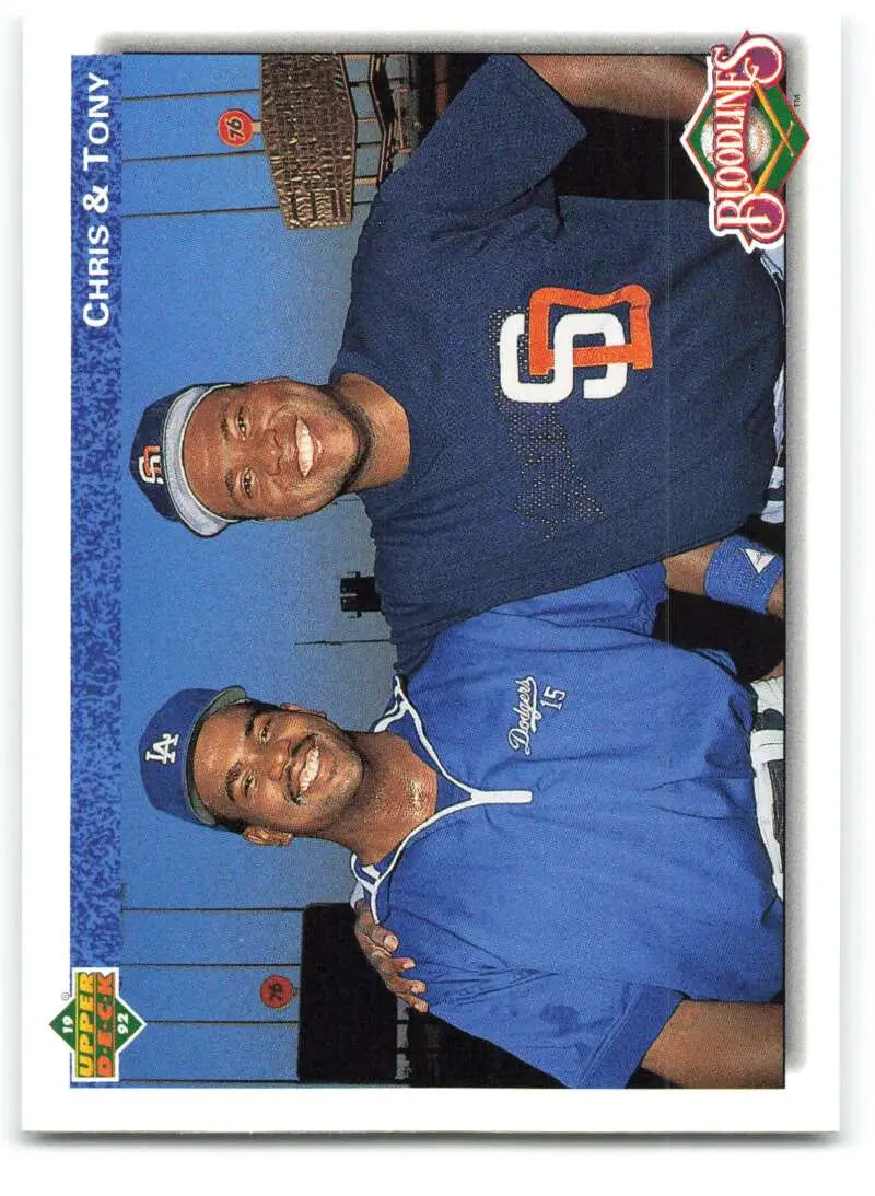 1992 Upper Deck Baseball Card featuring Tony Gwynn and Chris Gwynn in blue uniforms